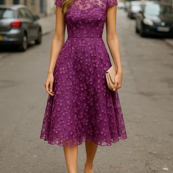 Lace Hollow Texture Elegant Women's Dress