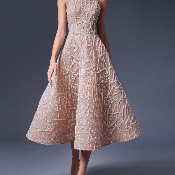 Sleeveless Lace Solid Color Midi Dress