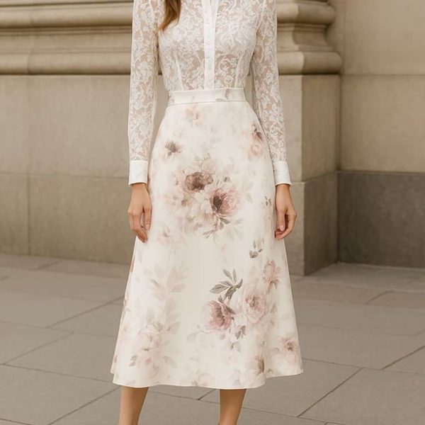 Chiffon Printed Lace Women's Dress