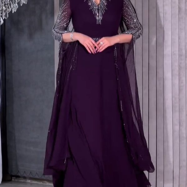 Chiffon Temperament Slit Sleeves Ladies Dress