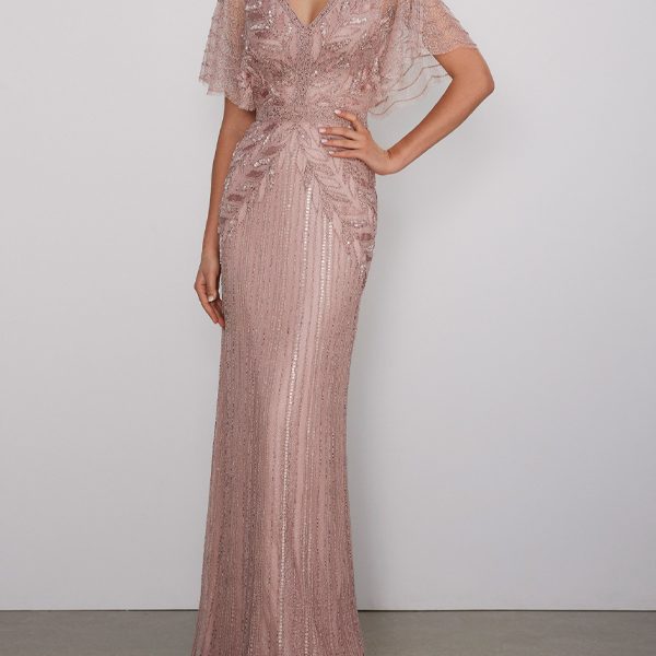 V-Neck Solid Color Lace Sequins Maxi Dress
