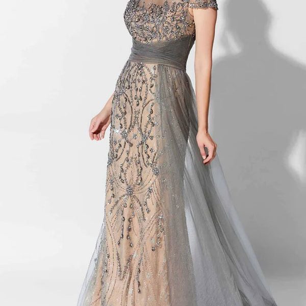 Mesh airy beaded party Mother Of The Bride Dress