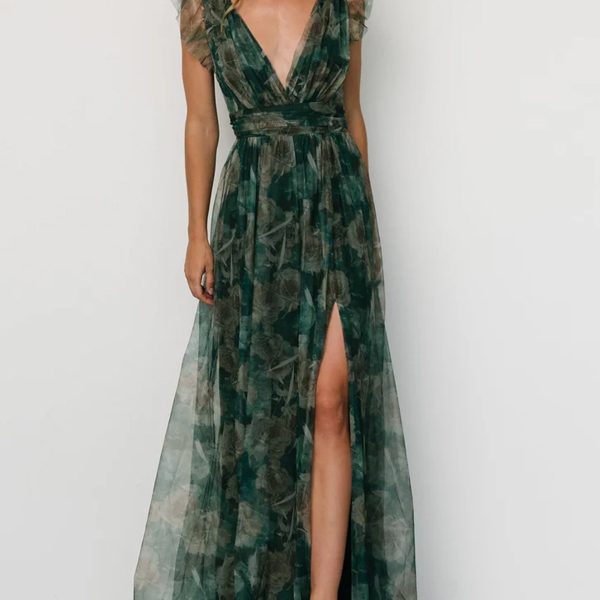 V-neck Sleeveless Print Maxi Dress