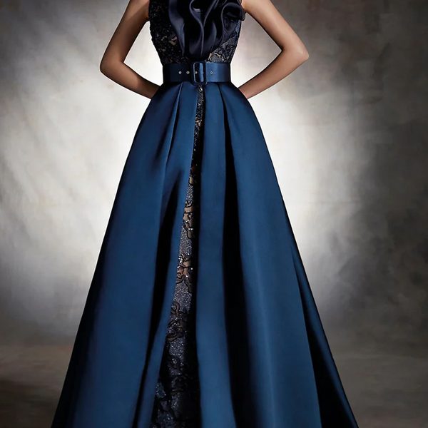 Lace Solid Color Two-Piece Maxi Dress