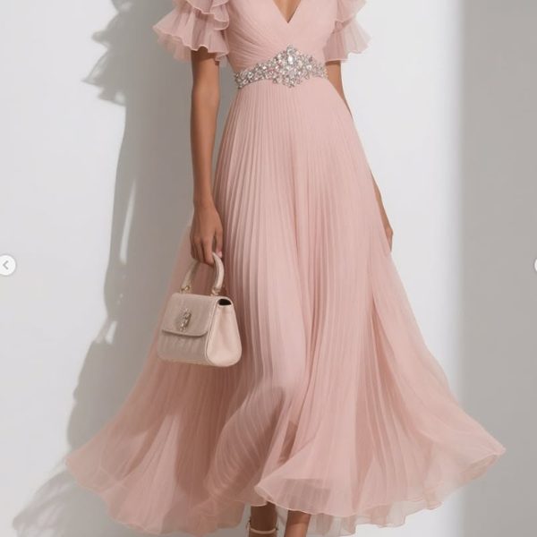 Chiffon Pleated Temperament Party Women's Dress