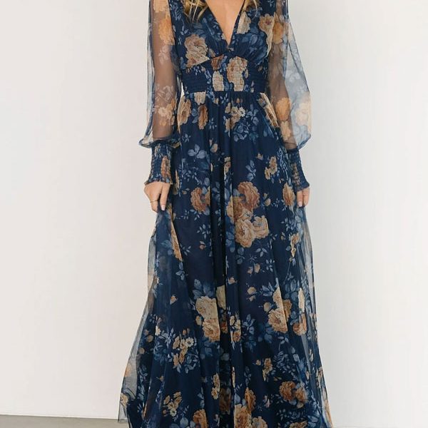 Elegant Beach Resort Printed Mesh Women's Dress